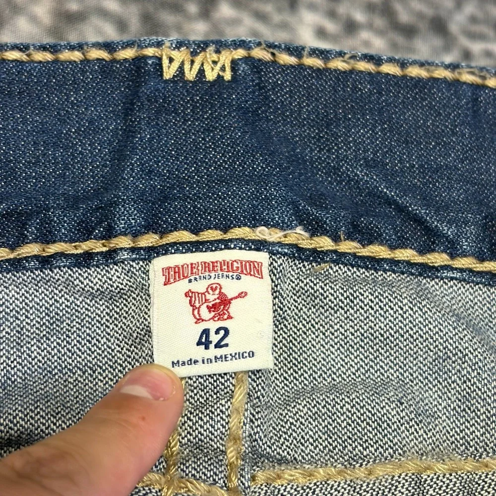 NWT True Religion Section Straight Jeans 44x34 Blue Contrast Stitch Flap Pockets